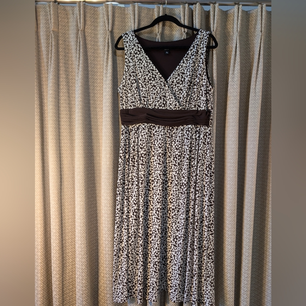 Women's Size 16 Perceptions Brown and Cream Sleeveless A-Line Dress